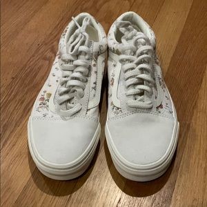 NWOT White Floral Vans